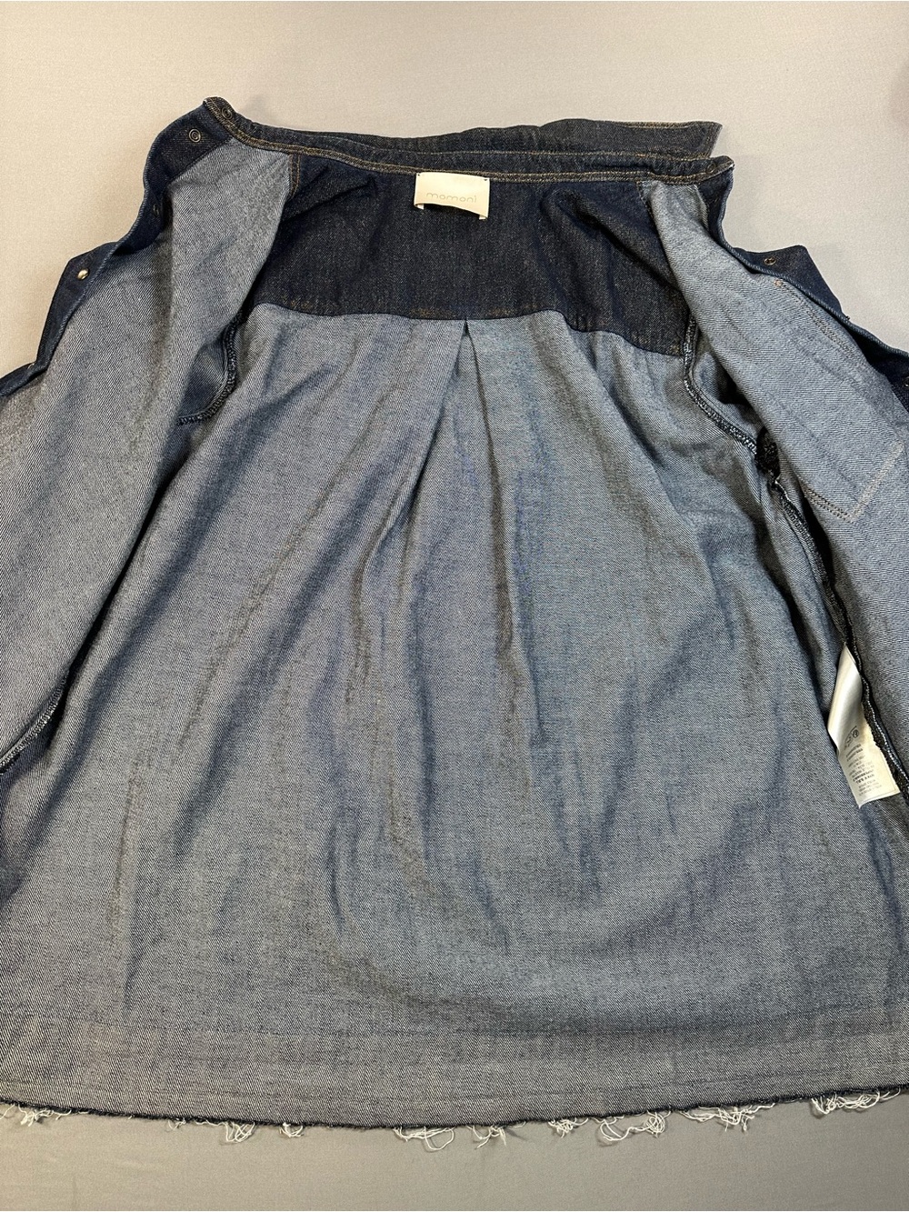 Momoni Aura Denim Laminé Shirt, Snap Front, Raw Hem - Women 42 US 12/14 - Picture 14 of 15